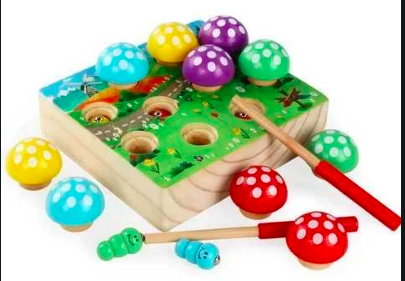 

Детская деревянная магнитная эко игрушка "Грибочки и червячки" А-toys развивающая игра WD2708