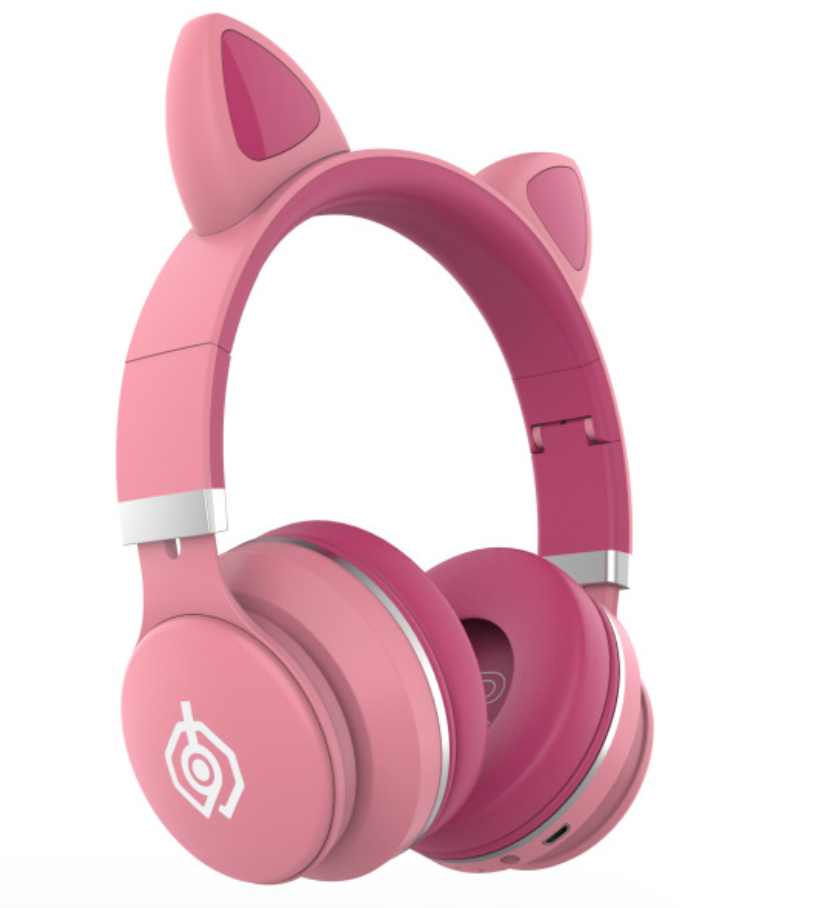 

Беспроводные детские Наушники с Ушками с подсветкой Cat Ear 28006 Bluetooth Розово-Красные