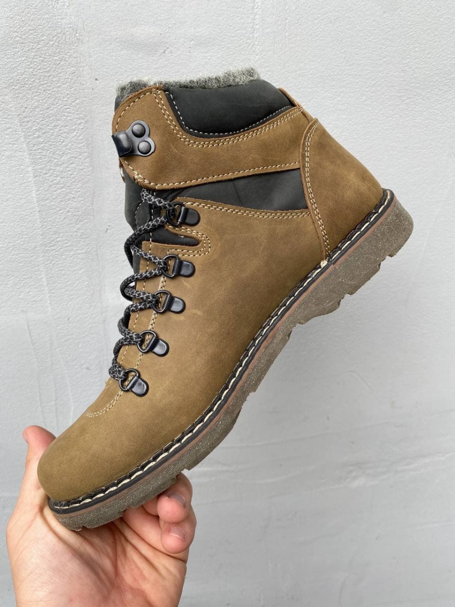 

Мужские ботинки кожаные зимние оливковые Brand размер 40 FV_001478