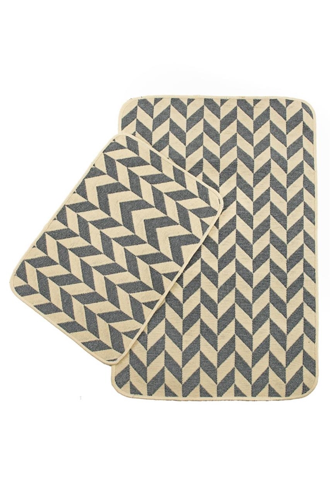 

Набор ковриков Izzihome SOLO 40*60+60*90 KREM GRI ZIGZAG