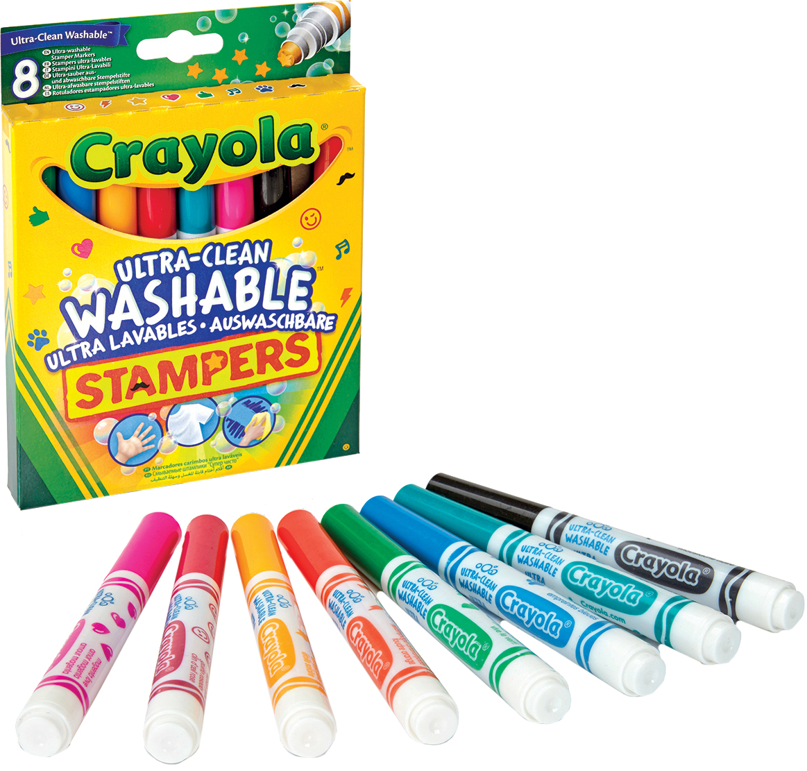 

Набор фломастеров Crayola Ultra-Clean Washable с мини штампами 8 шт (256343.012) (0071662081294)