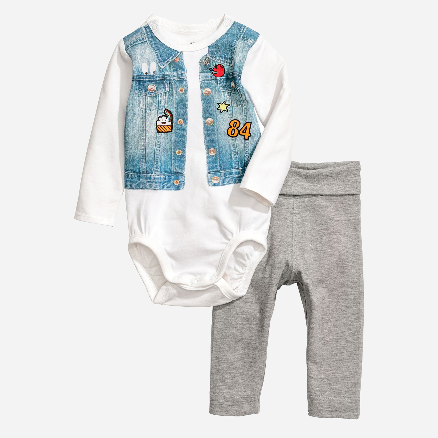 

Комплект (боди + штанишки) H&M HOM92145 56 см Синий/Серый/Белый