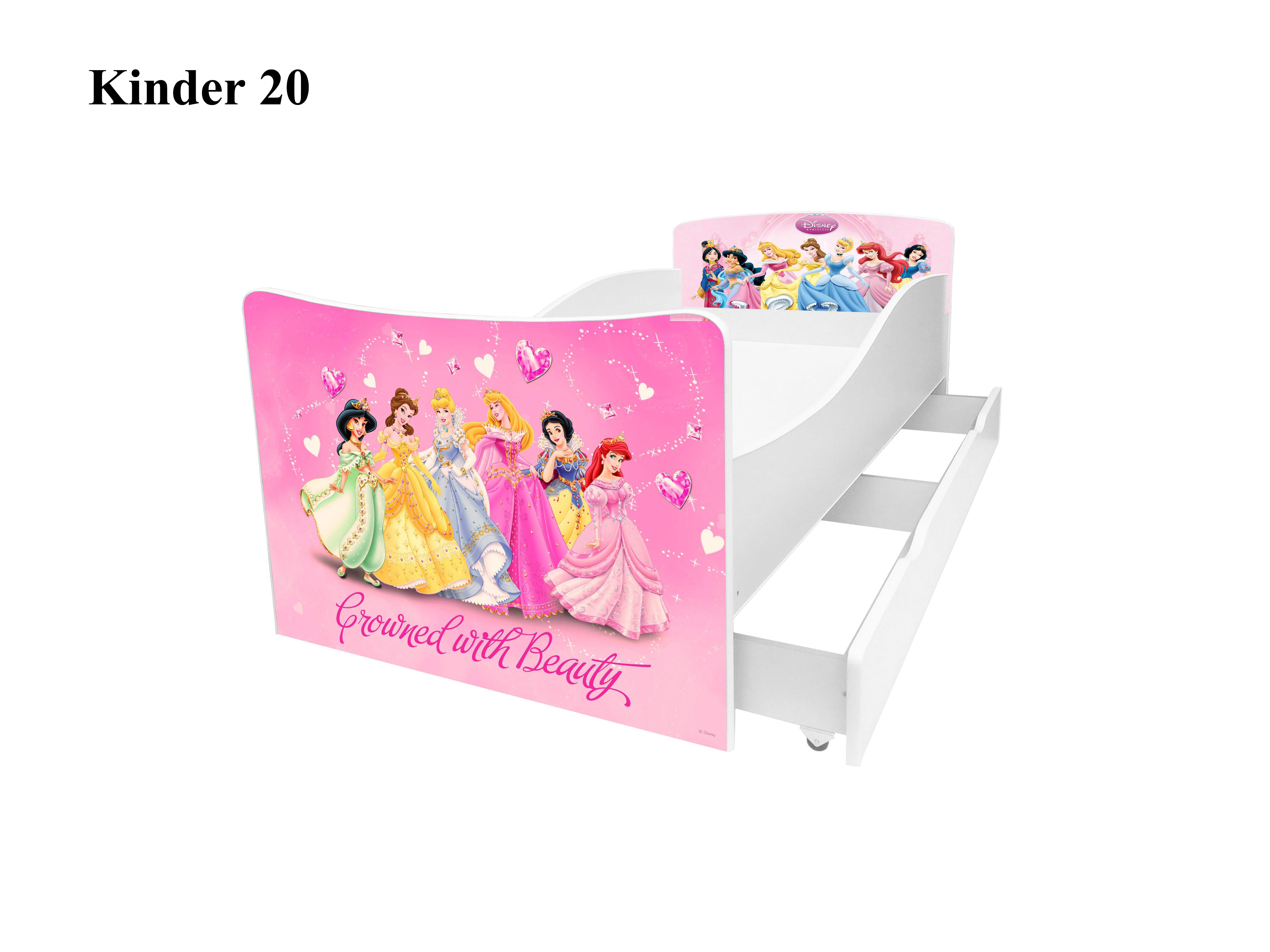 

Детская кровать с ящиком Viorina-Deko Kinder-20 Принцессы + белый 80х170
