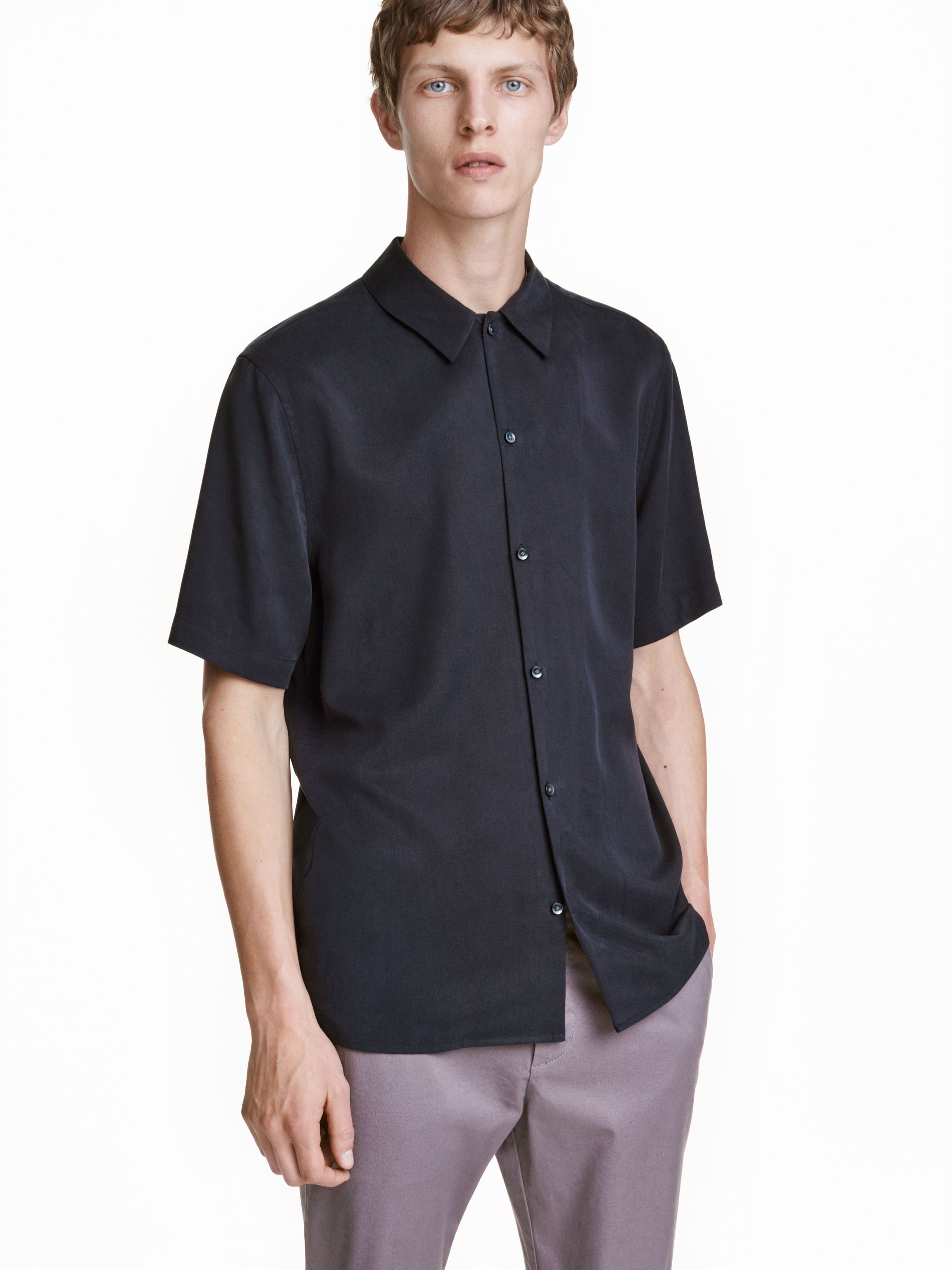 

Рубашка H&M 4176754-AAQJ XS Темно-синяя