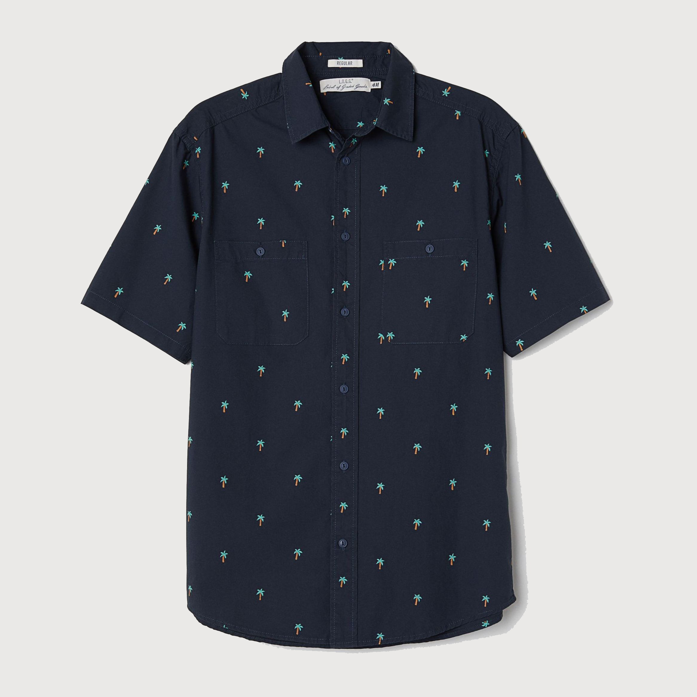 

Рубашка H&M 6116177-AARR S Темно-синяя в узоры
