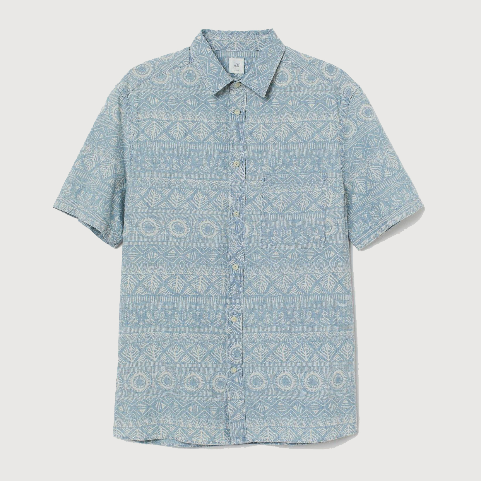 

Рубашка H&M 8302801-AASK XL Голубая в узоры