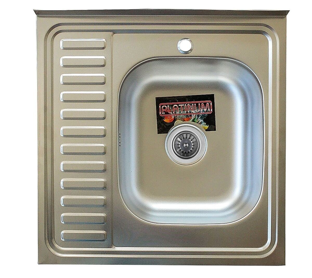 

Накладная кухонная мойка из нержавеющей стали Platinum 6060 Сатин 0,7 Правая