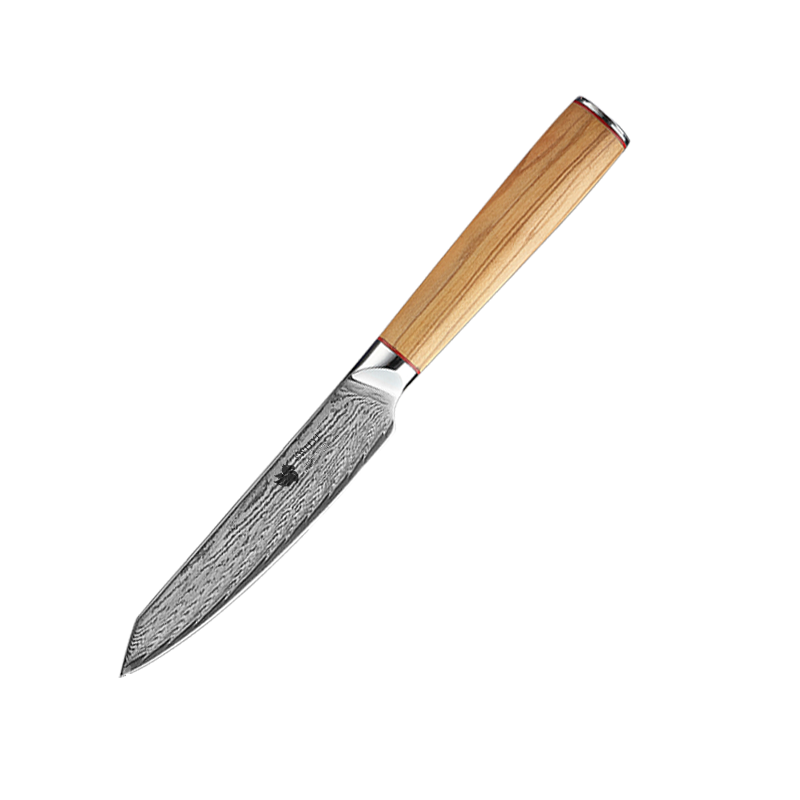 

Нож универсальный AUS-10 сталь 67 слоев лезвие 12 см. Damascus DK-OK 4007 olivewood handle