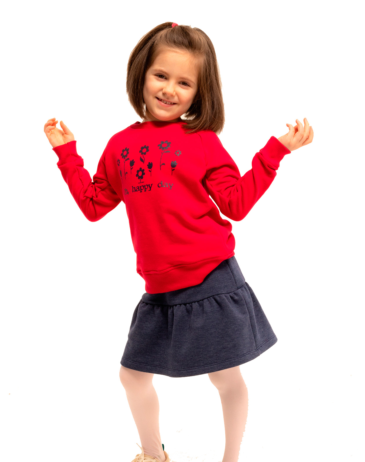 

Комплект для дівчинки Morekids 98 червоний світшот та синя спідничка (8605-98)