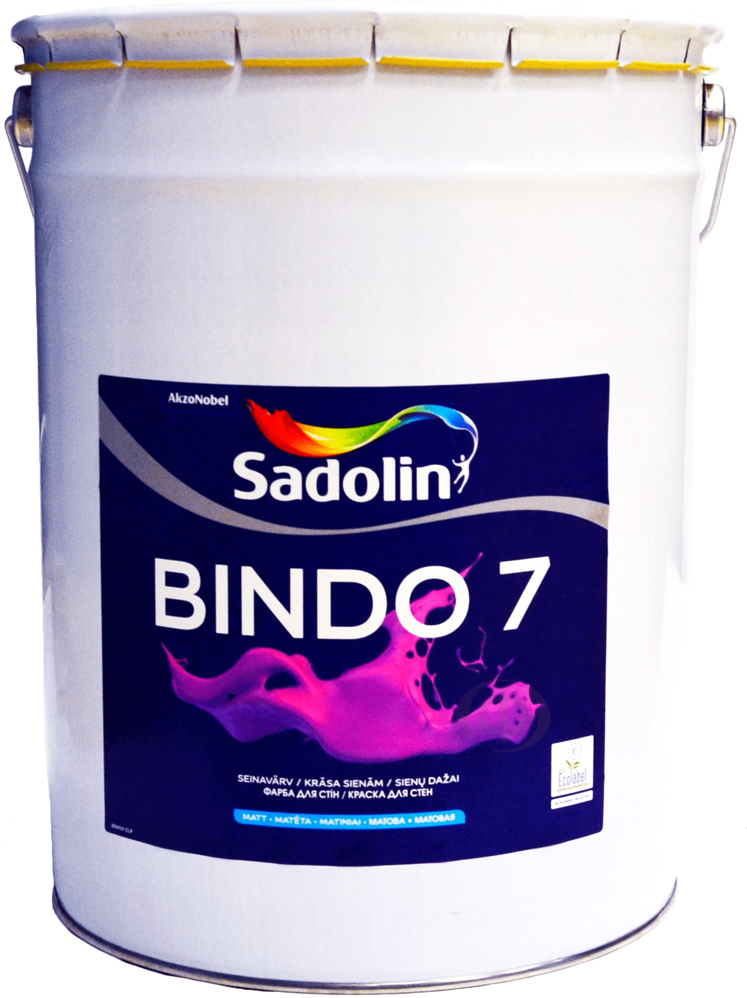 

Краска Sadolin Bindo 7 - матовая латексная краска для стен и потолка, белая, BW, 20 л (5072661)