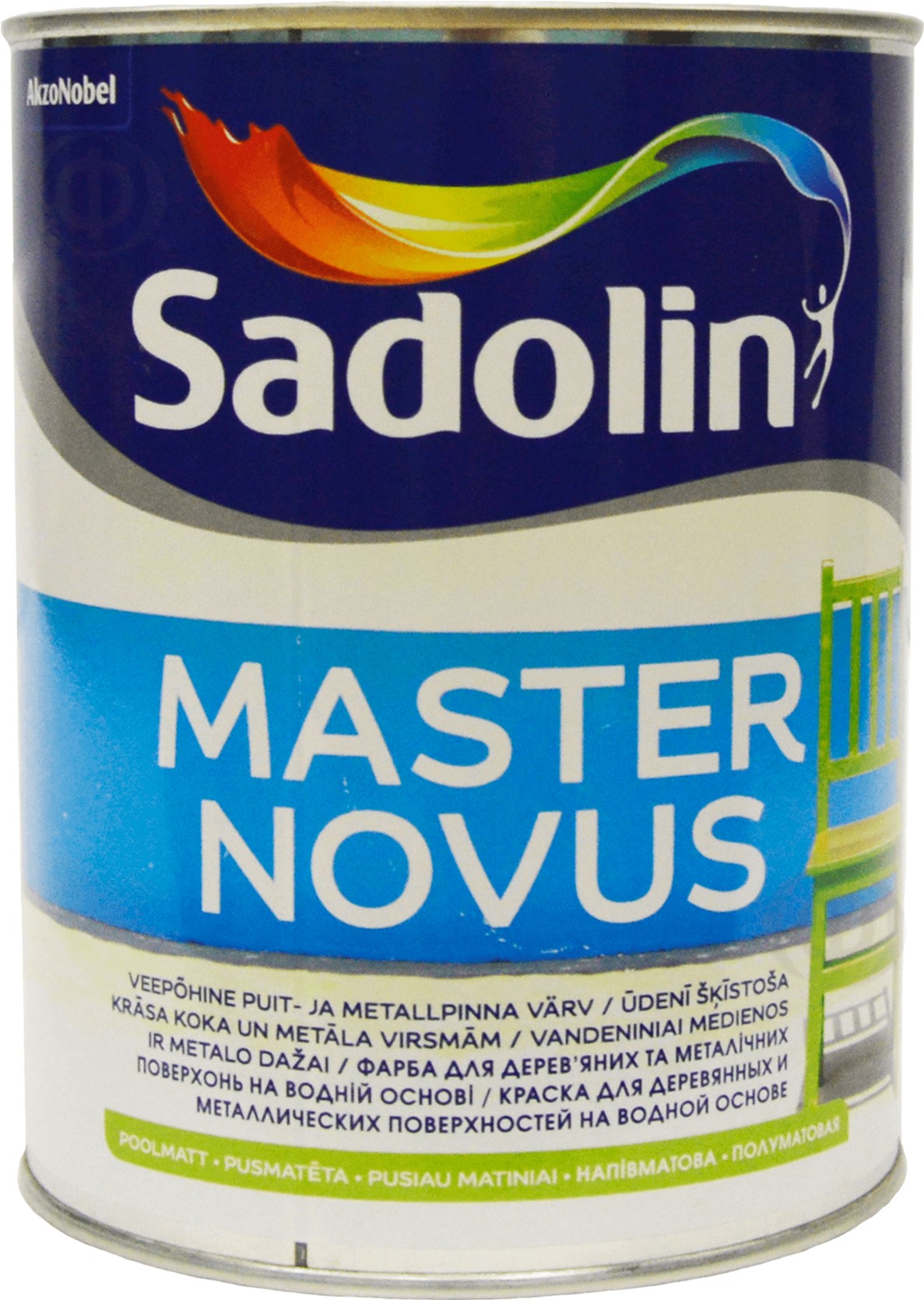 

Краска Sadolin Master Novus - полуматовая водная краска для дерева и металла, бесцветная, BC, 0.93 л (5204376)