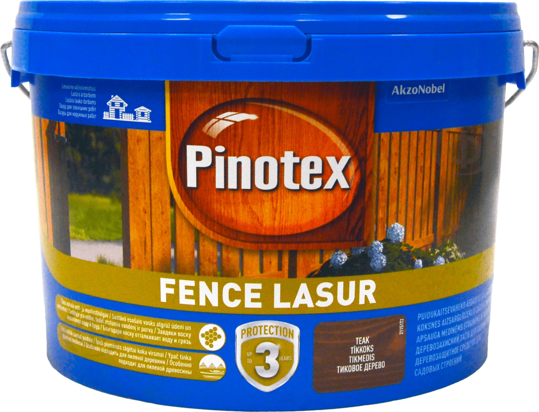 

Лазурь Pinotex Fence Lasur - матовая водная пропитка для дерева, лазурная, с декоративным эффектом, тик, 2.5 л (5309235)