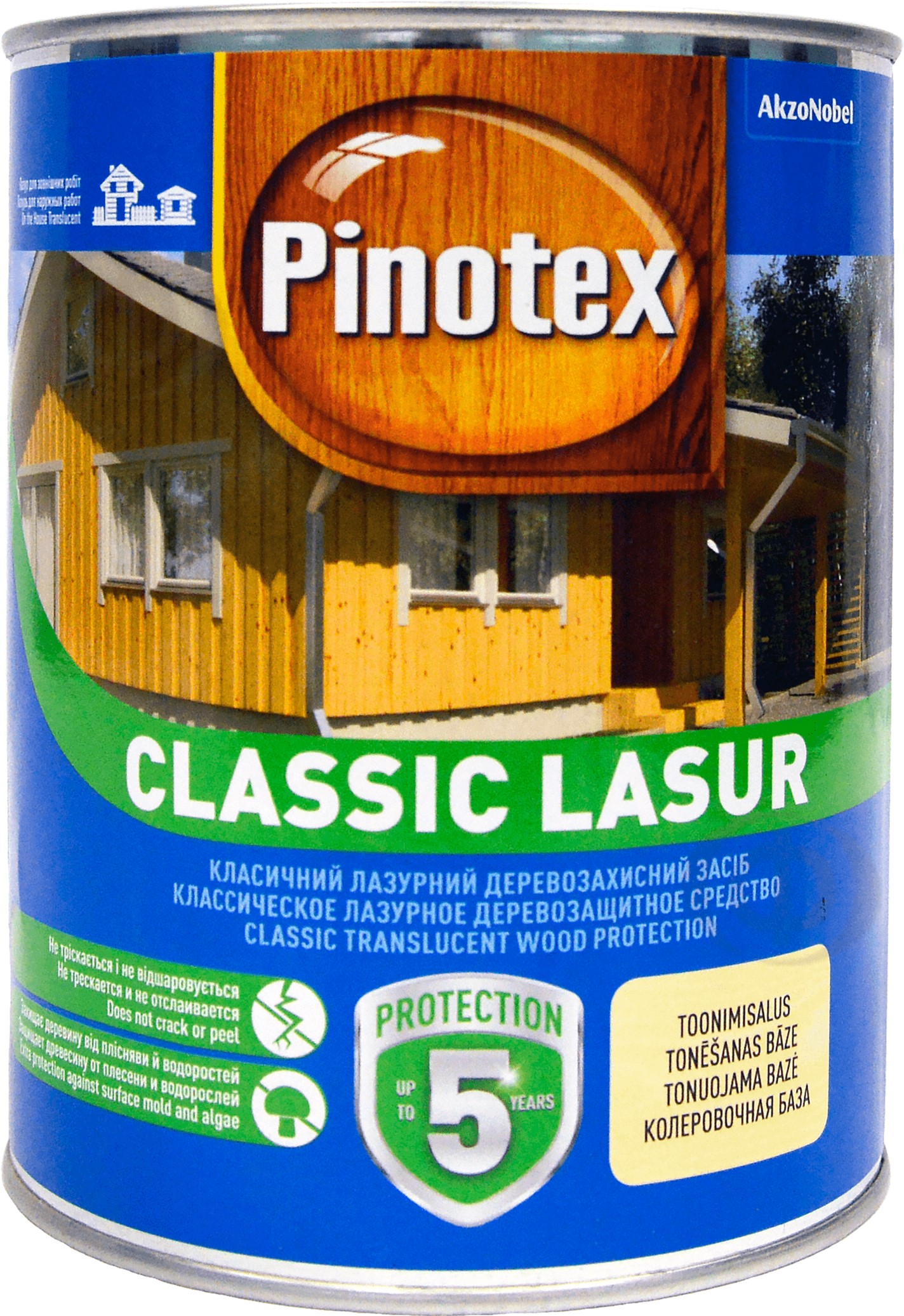 

Лазурь Pinotex Classic Lasur - матовая алкидная пропитка для дерева, лазурная, с декоративным эффектом, орех, 1 л (5301563)