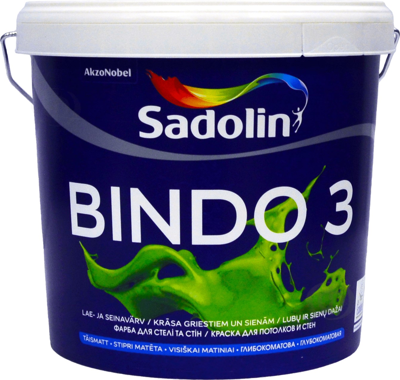 

Краска Sadolin Bindo 3 - глубокоматовая латексная краска для стен и потолка, белая, BW, 5 л (5078162)