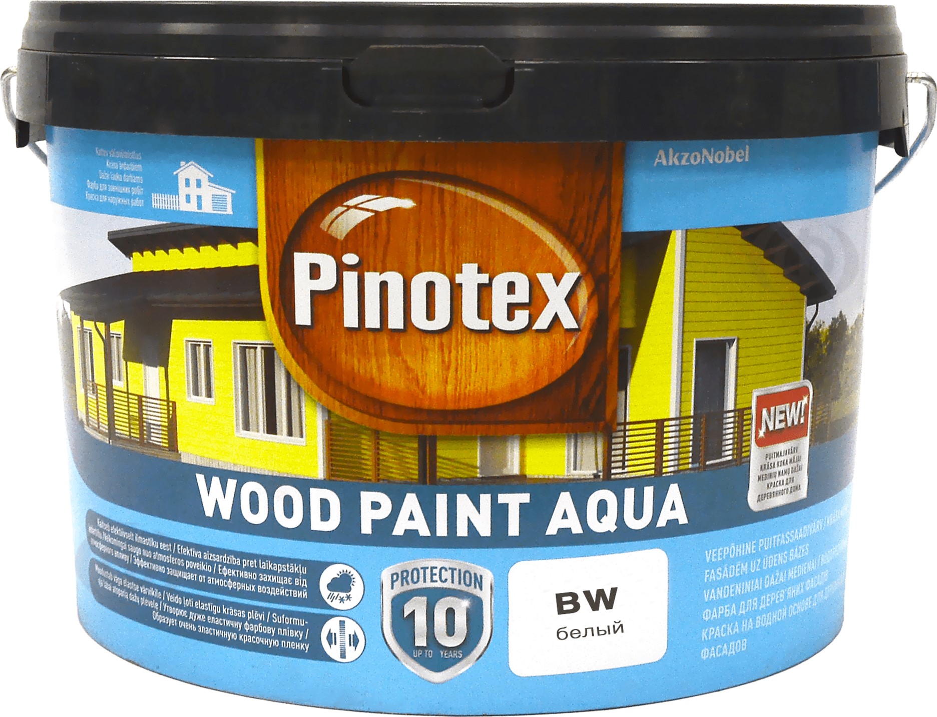 

Краска Pinotex Wood Paint Aqua - полуматовая водная краска для дерева, атмосферостойкая, белая, BW, 2.5 л (5310520)