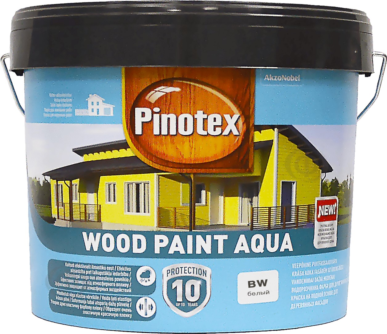 

Краска Pinotex Wood Paint Aqua - полуматовая водная краска для дерева, атмосферостойкая, белая, BW, 9 л (5310566)