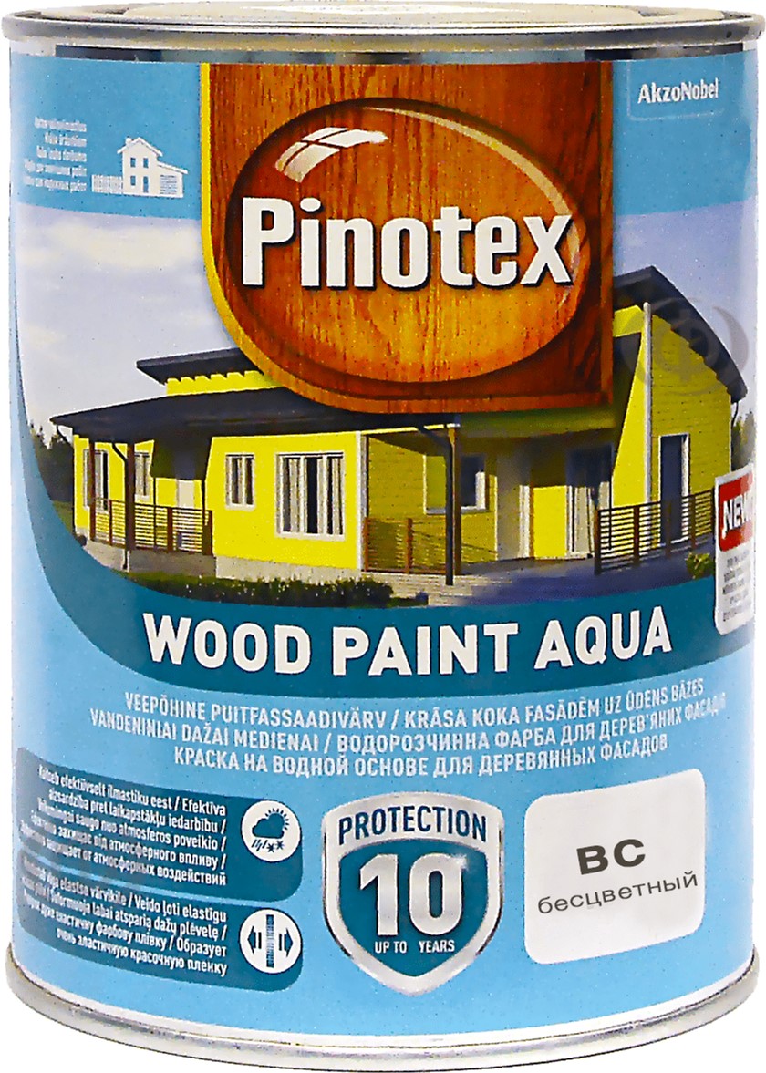 

Краска Pinotex Wood Paint Aqua - полуматовая водная краска для дерева, атмосферостойкая, бесцветная, BC, 0.93 л (5309442)