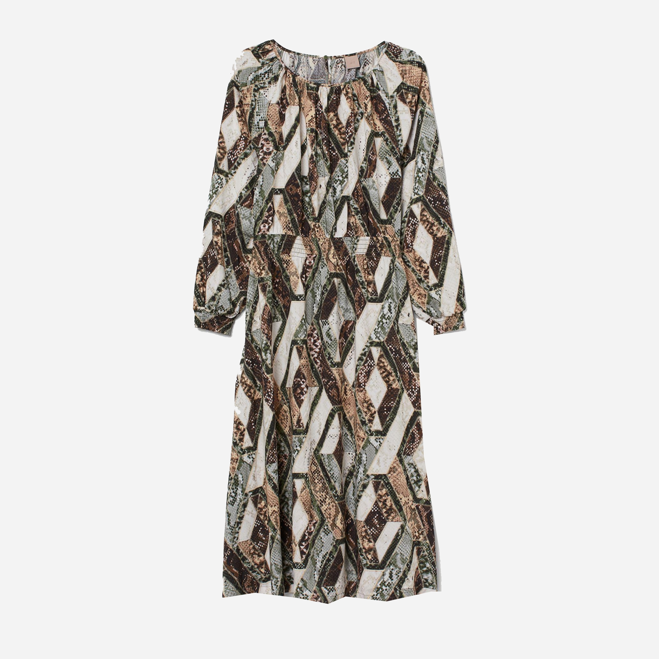 

Платье H&M 8190820-ABMF 2XL Бежевое с черным и зеленым