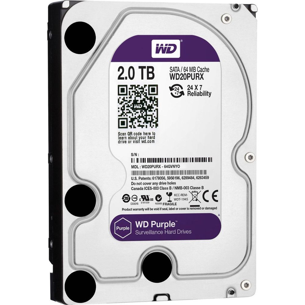 

Жесткий диск 3.5 Western Digital Purple 2TB 64MB 5400rpm SATA III (WD20PURZ)