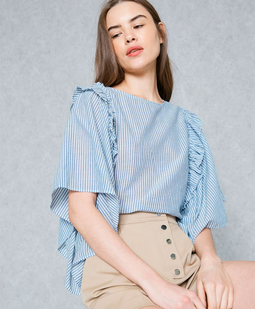 

Блуза MANGO MNG83057021 L Синій/Білий