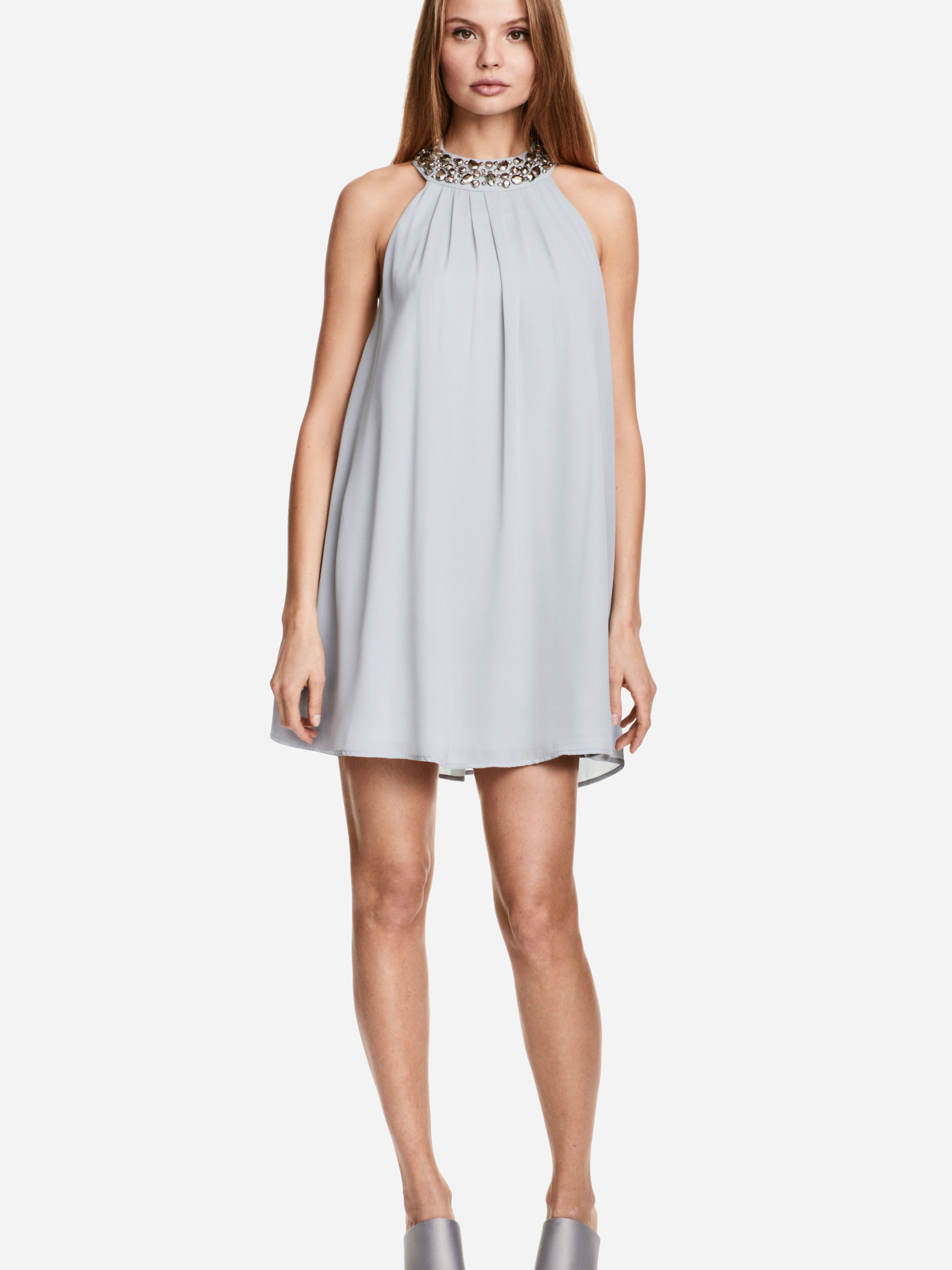 

Платье H&M 4902025-ADJD 38 Бледно-голубое с серебристым
