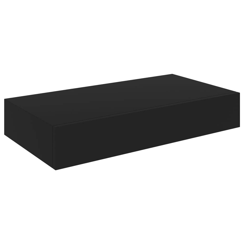 

Настінна полиця з висувним ящиком Shumee 48x25x8 см чорна 288205