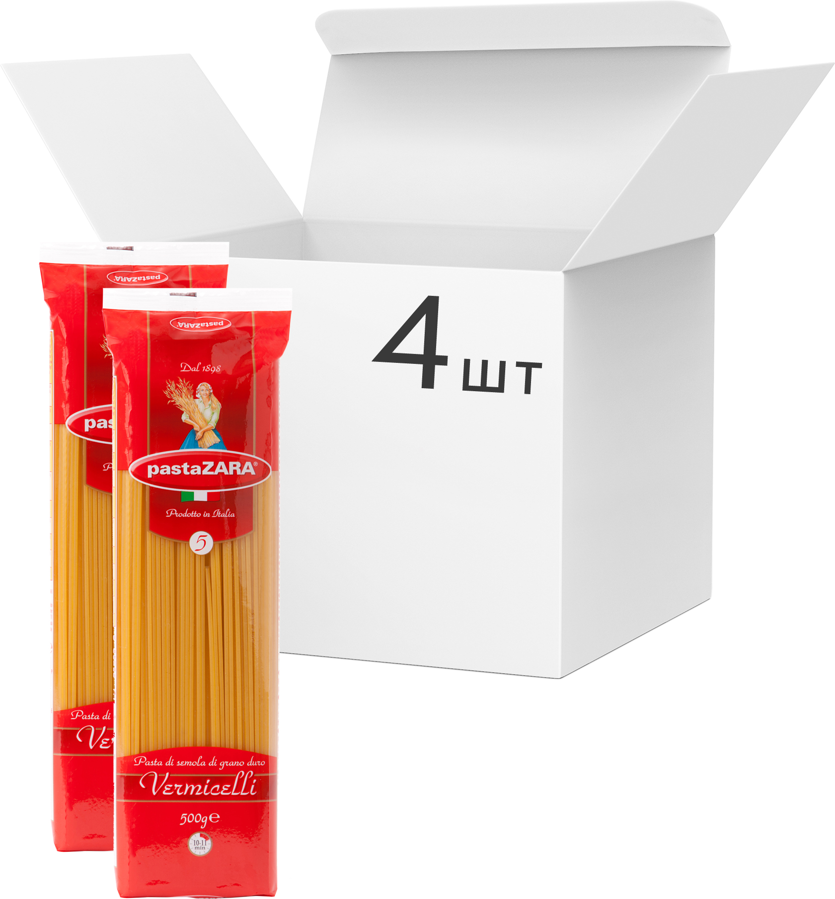 Упаковка макаронів Pasta Zara Vermicelli Спагеті 500 г х 4 шт. (8004350130051_5004) купити за