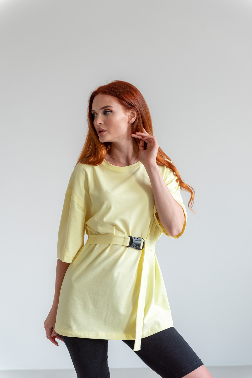 

Футболка лето Wear me женская оверсайз однотонная с поясом  Жёлтый 1w/88/50, Футболка лето Wear me женская оверсайз однотонная с поясом M Жёлтый 1w/88/50