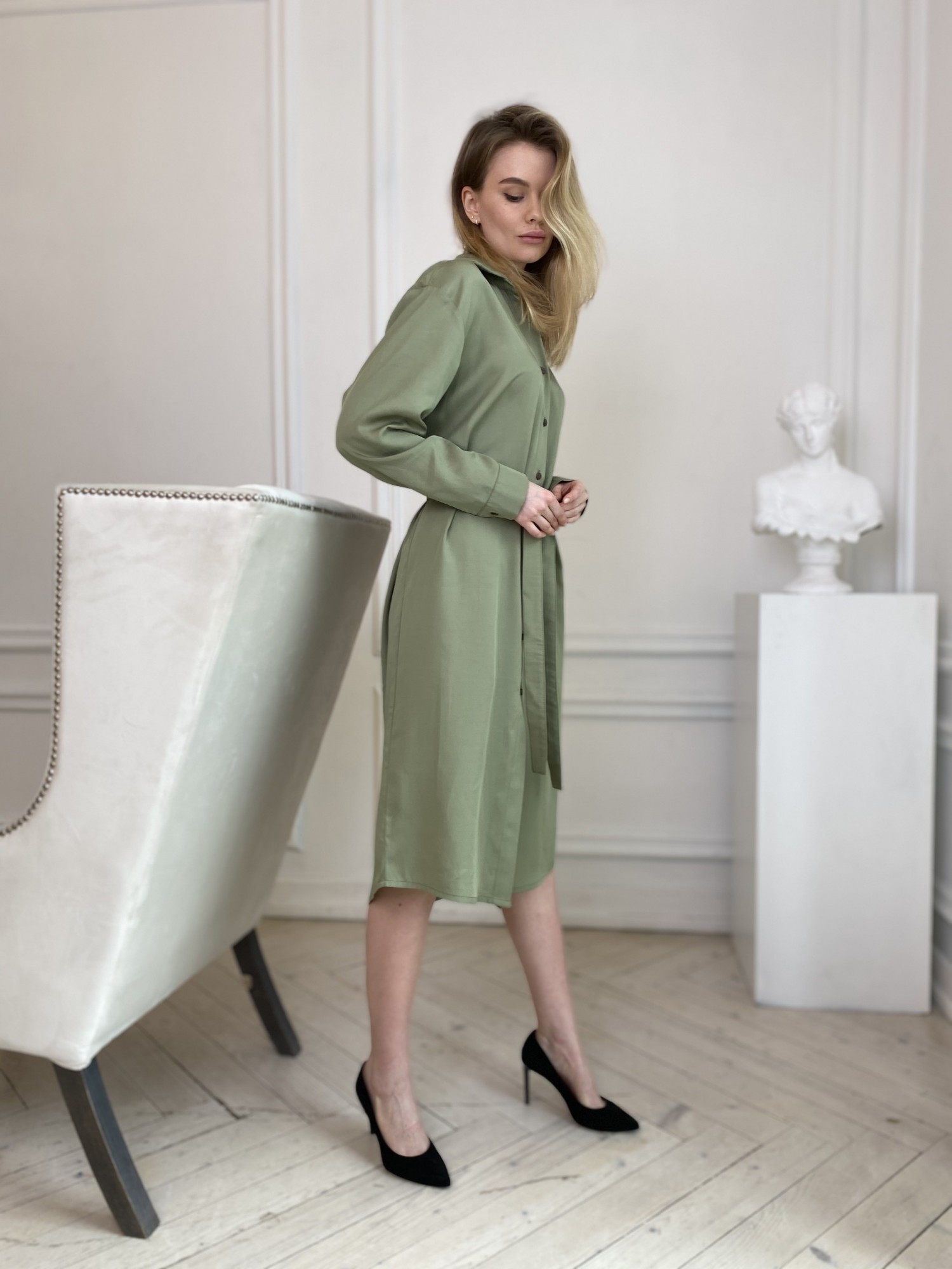 

Платье-Рубашка Capslook Oversize  Хаки, Платье-Рубашка Capslook Oversize One Size Хаки