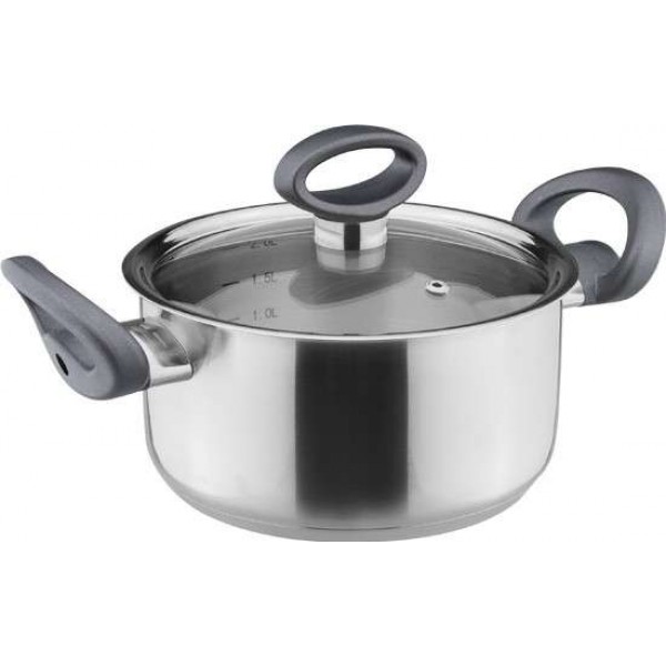 

Кастрюля из нержавеющей стали с крышкой Vinzer 2.2 л. Ø18 см