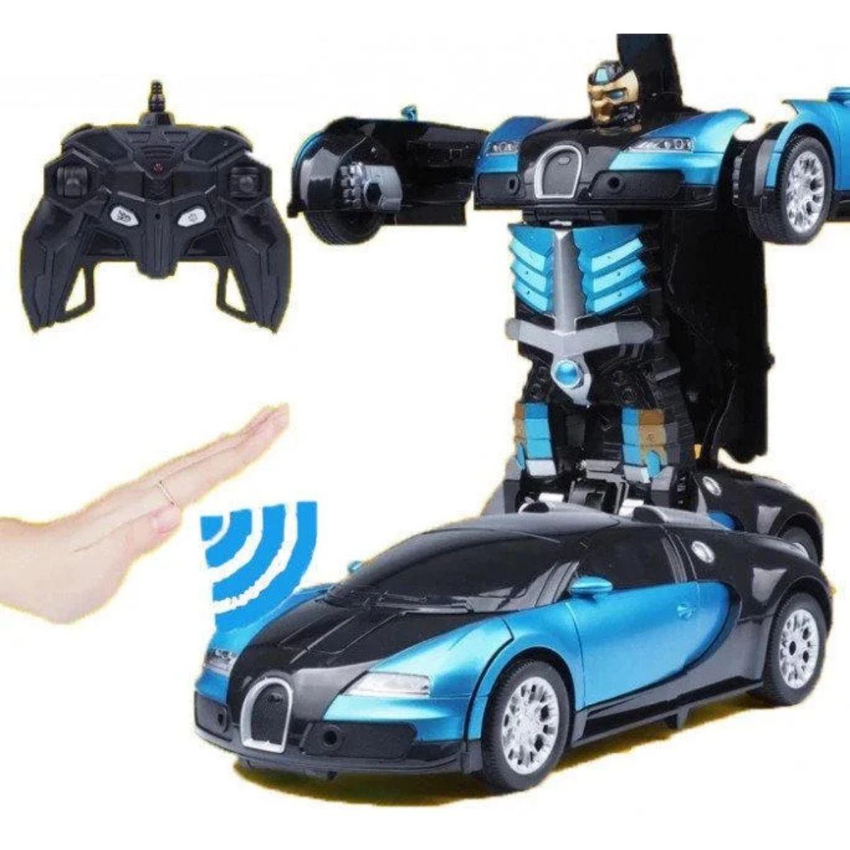 

Детская игрушечная машинка робот-трансформер Bugatti Robot Car Size 1:12 на пульте радиоуправления синяя