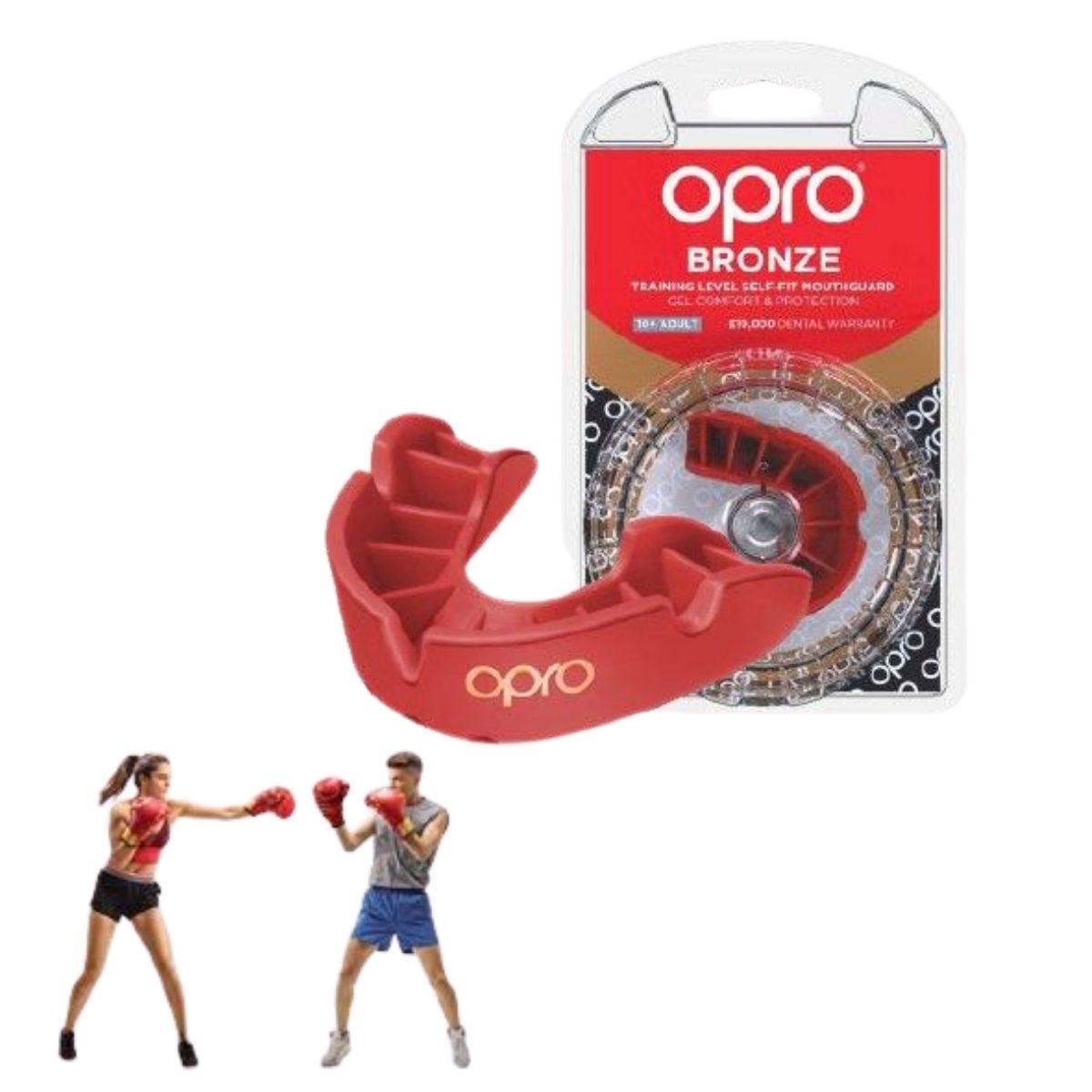 

Капа боксерская одночелюстная Opro Bronze Red взрослая для защиты зубов