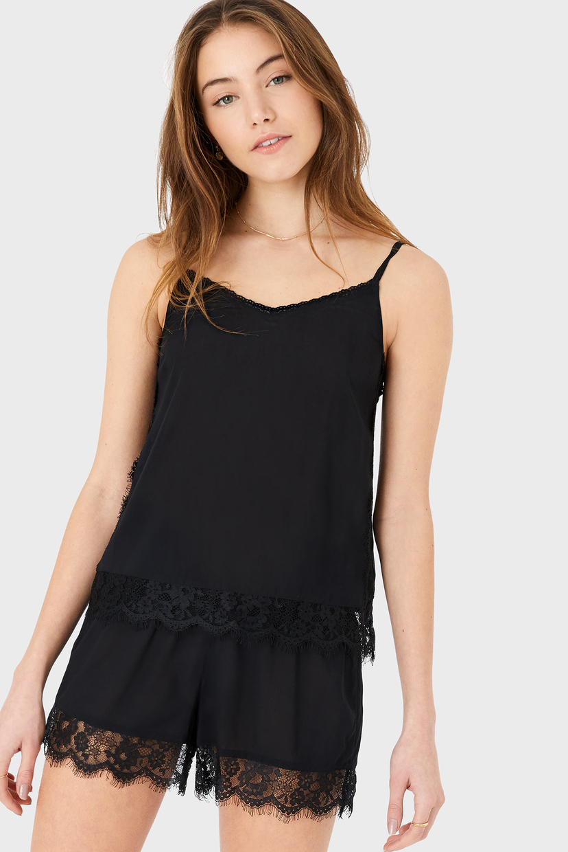 

Женская черная пижама (топ, шорты) BALCONY LACE VEST SE Accessorize  197141, Женская черная пижама (топ, шорты) BALCONY LACE VEST SE Accessorize XS 197141