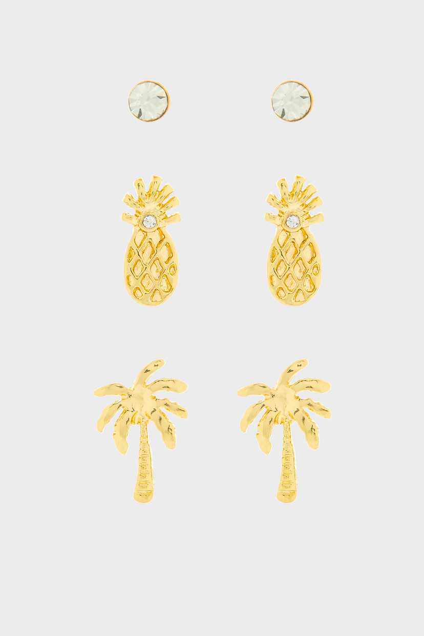 

Женские золотистые серьги (3 пары) PINEAPPLE STUD P Accessorize OS 884921