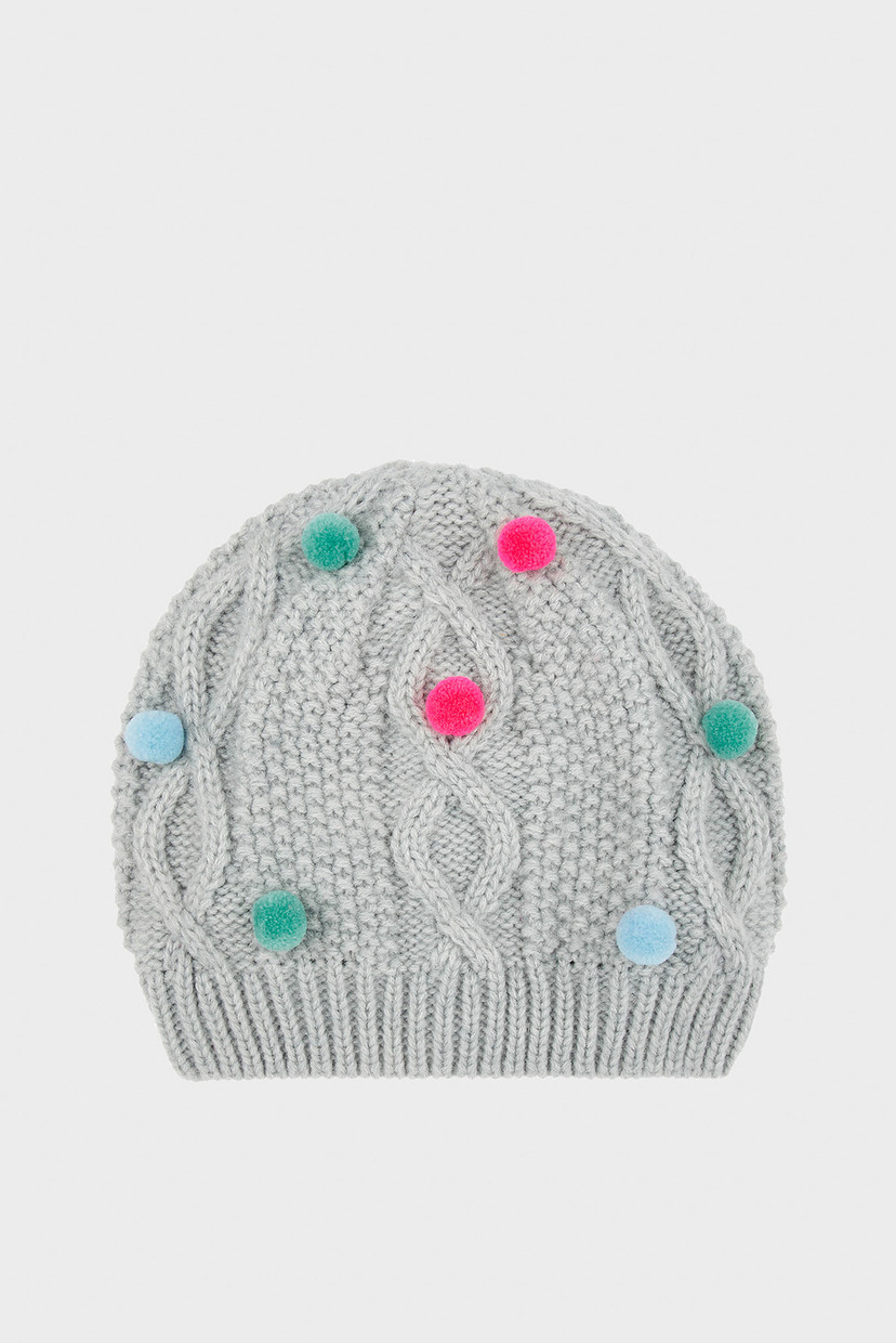 

Детская серая шапка MULTI MINI POM POM B Accessorize 3-6 783123