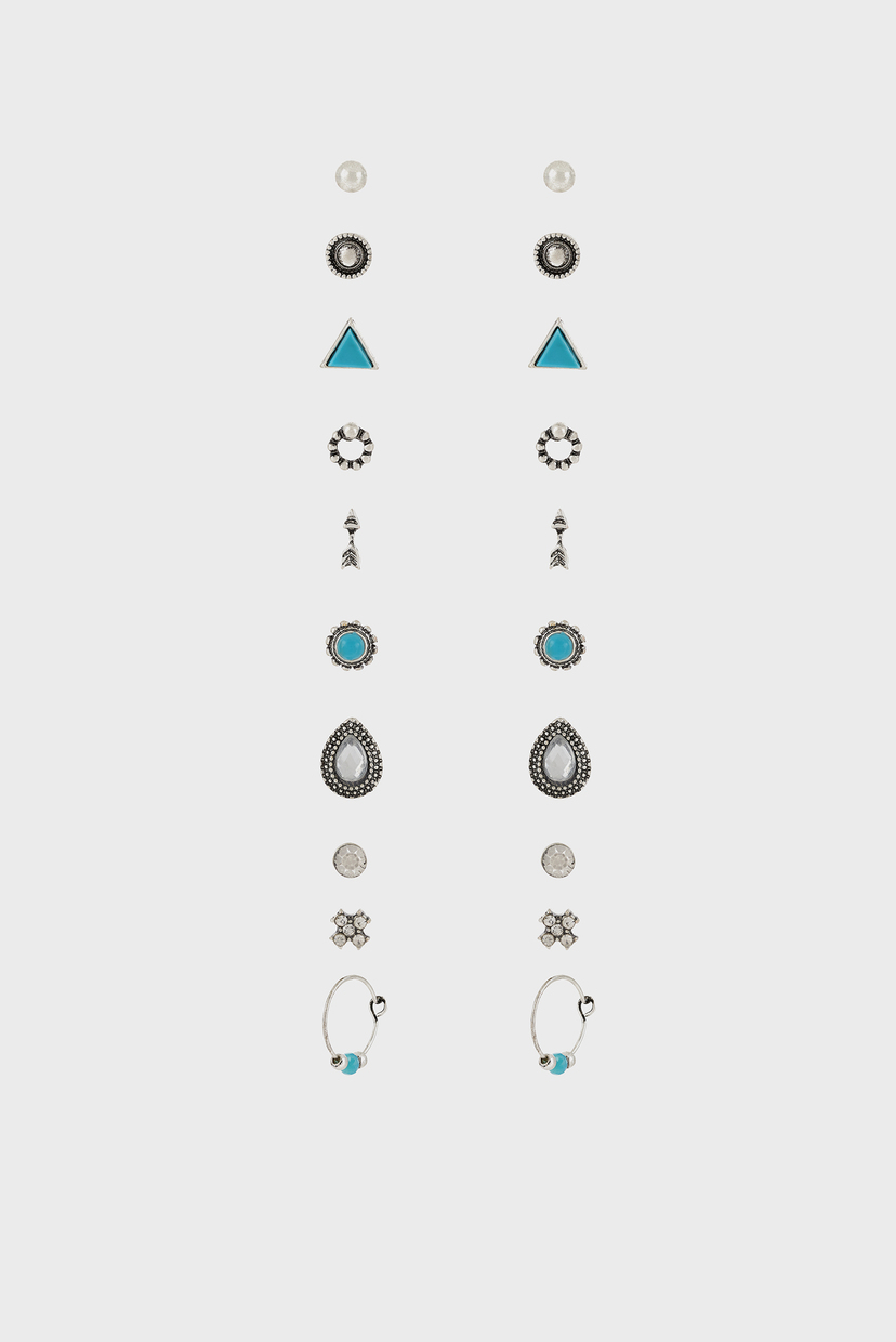 

Женские бирюзовые серьги ETHNIC STUD SET (10 пар) Accessorize OS 881775