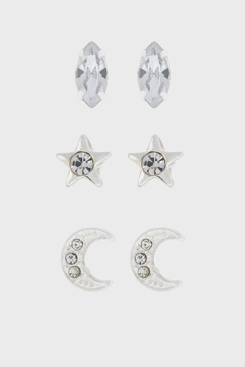 

Женские серебристые серьги (3 пары) Accessorize OS 981082