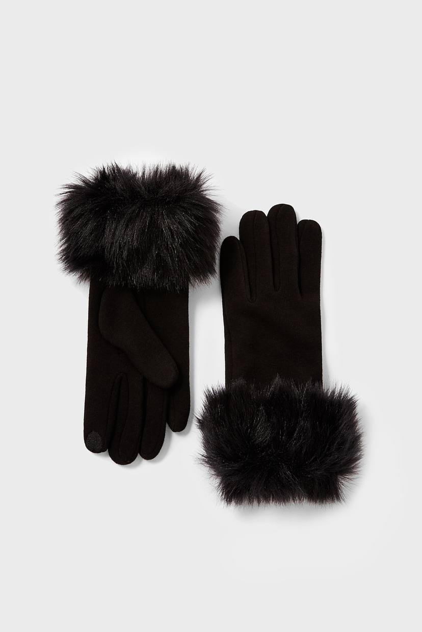 

Женские черные перчатки FAUX FUR CUFF TOUCH Accessorize M/L 992048