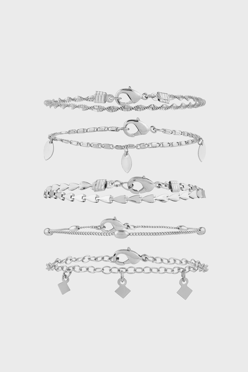 

Женские серебристые браслеты DELICATE CHAIN ​​(5 шт) Accessorize OS 784124