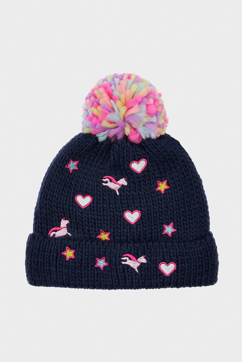 

Детская синяя шапка APPLIQUE BADGES BEAN Accessorize 3-6 783115