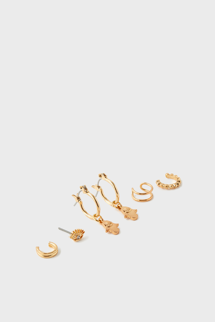 

Женские золотистые серьги HAND AND EYE EAR CUF (3 пары) Accessorize OS 181864