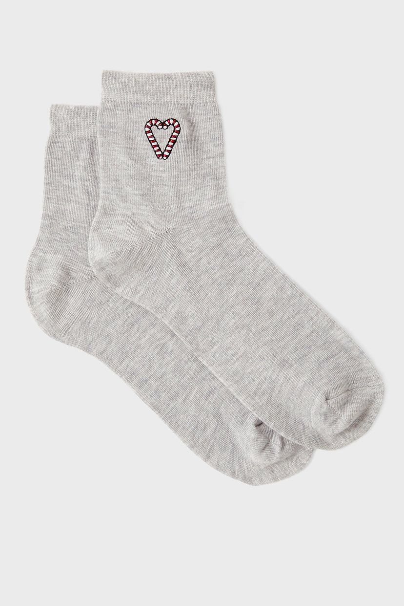 

Женские серые носки CANDY CANE EMBROIDER Accessorize OS 996095