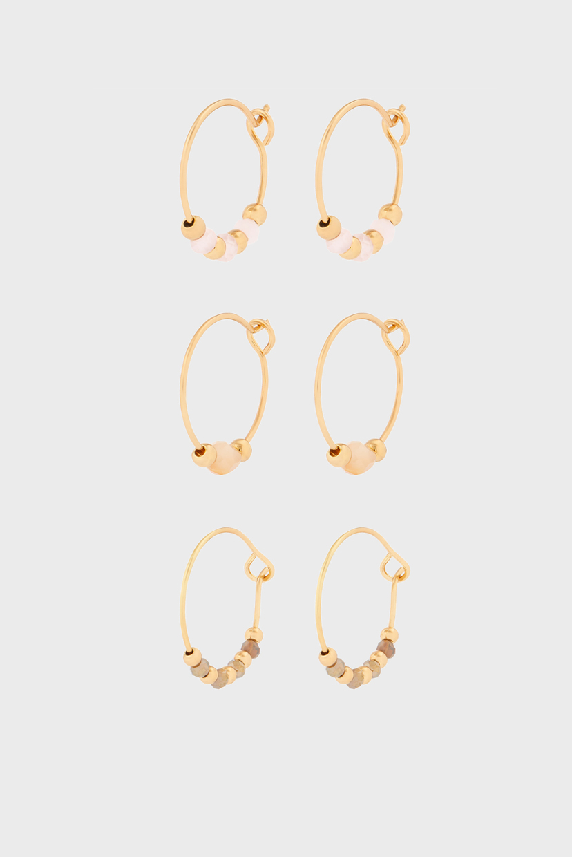 

Женские золотистые серьги (3 пары) FACET BEAD HOOPS Accessorize OS 981512