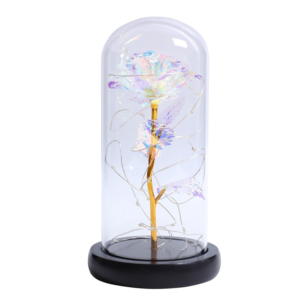

Роза в колбе Forever Rose с LED подсветкой 8 x 23 см светодиодные мигающие цветы в стекле стабилизированная роза колба