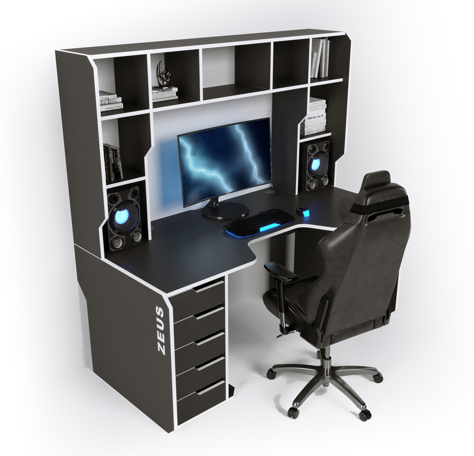

Стол геймерский Zeus Viking-3М черно-белый Vi-3M