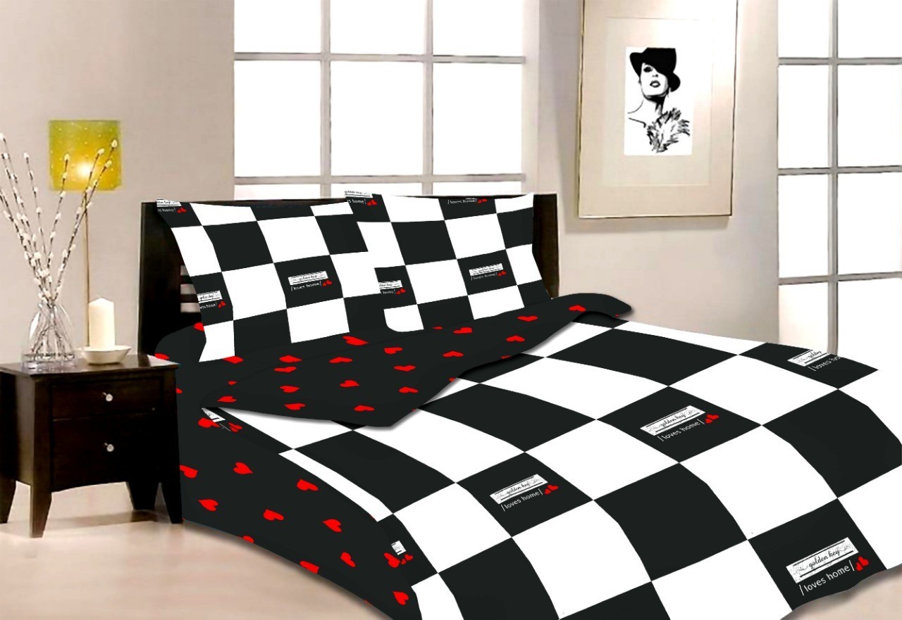 

Комплект постельного белья Happy бязь loves home чорно-белый двухспалка