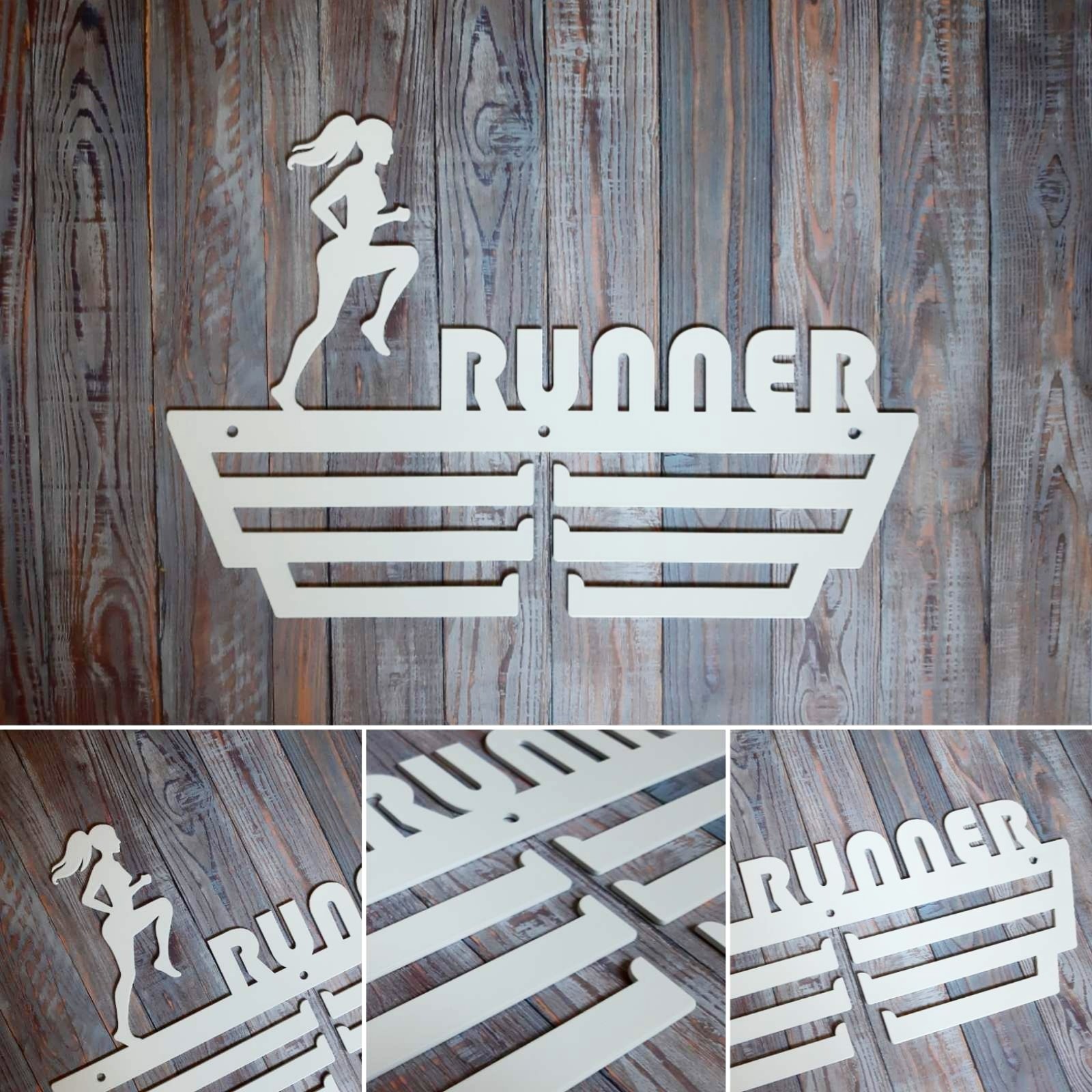 

Медальница "КТМ" RUNNER №1 (женская) Стальная (белый)