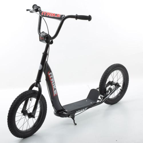 

Самокат для детей и взрослых Scooter на резиновых колесах D=14 дюймов, руль 73-85см, с ручным тормозом, черный