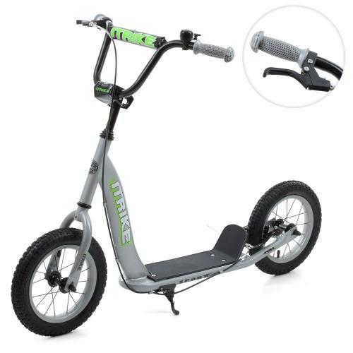 

Самокат для детей и взрослых Scooter на резиновых колесах D=30см, руль 73-85см, с ручным тормозом, серый