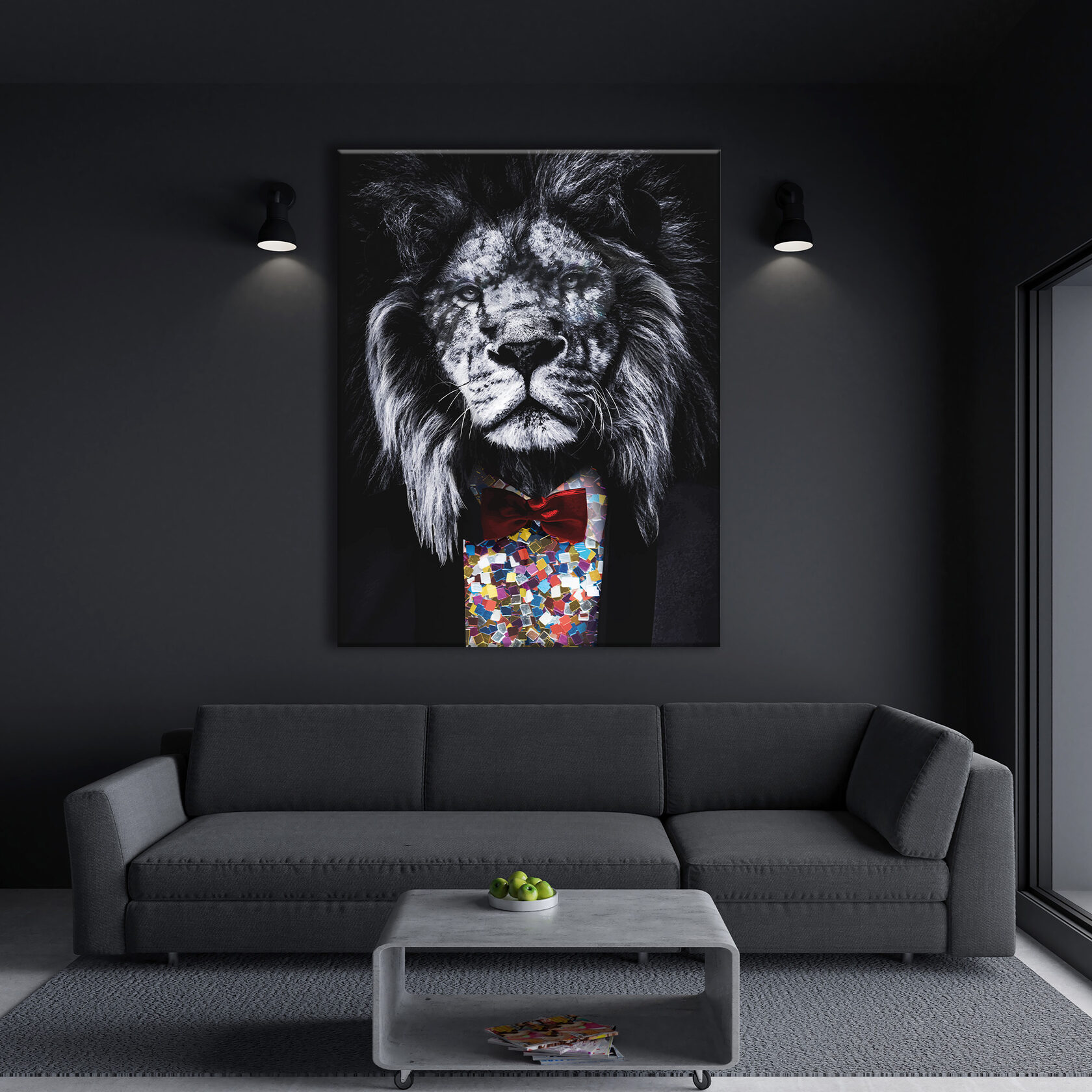 

Картина на холсте Grey lion 90х60 см